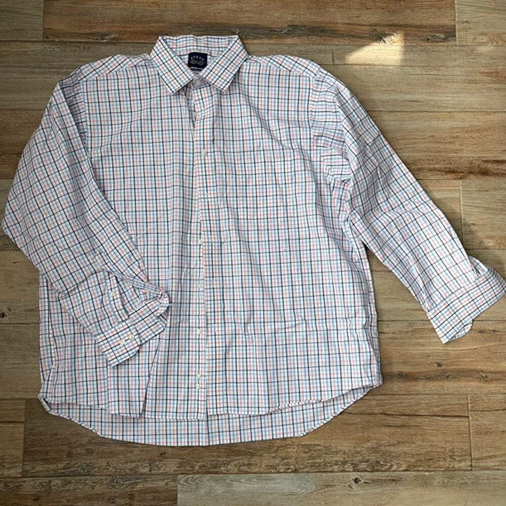 Eagle Shirtmakers Men’s Dress Shirt XXL 18½ 34/35 Blue Pink Check